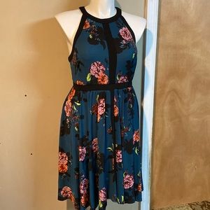 Teal floral dress